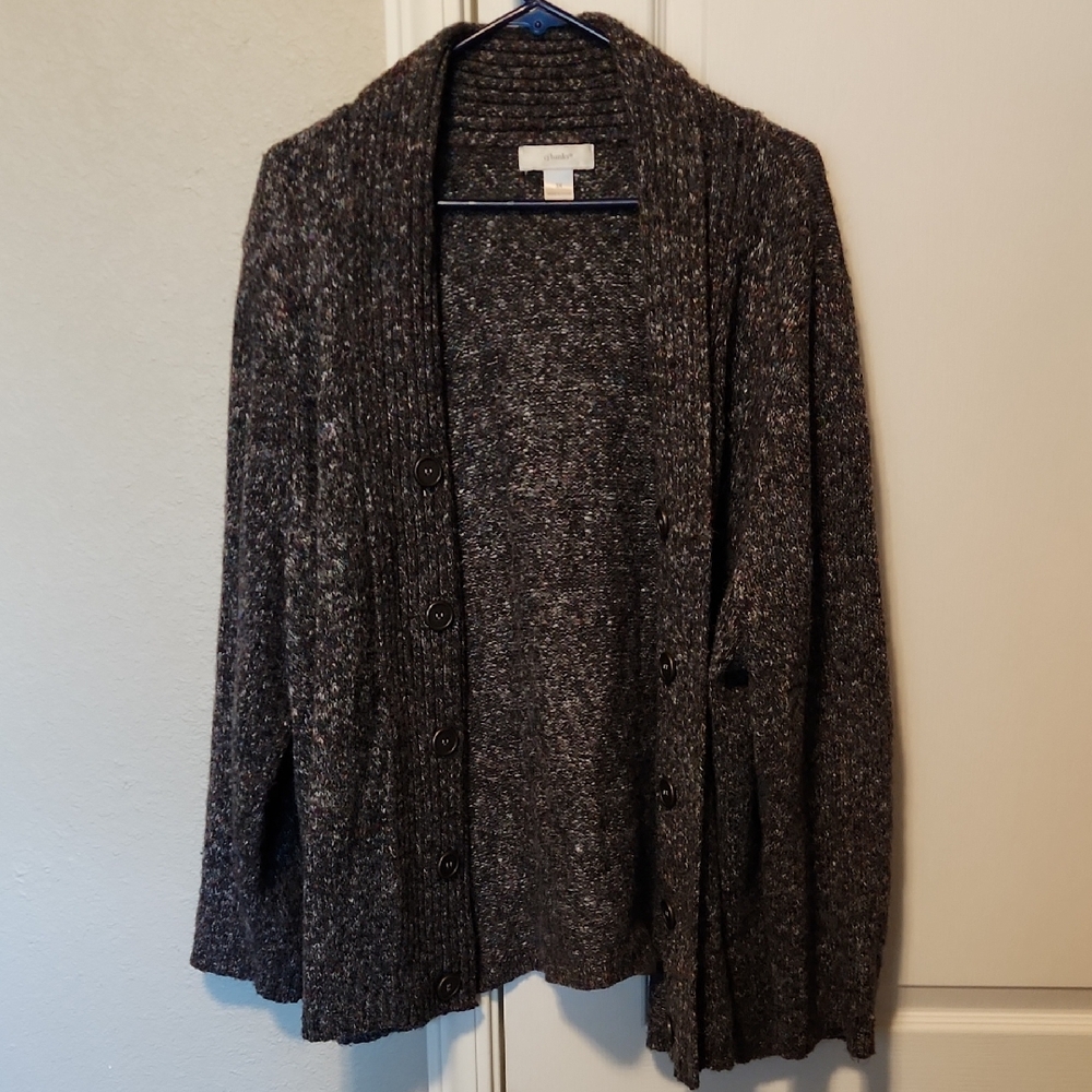 Women's 3x Cj Banks Multi Colored Gray Open Button Cardigan Sweater